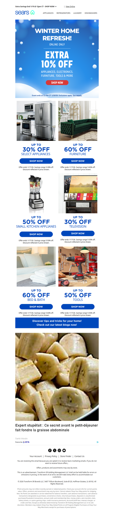 ❄️ Refresh your home with cool deals: an extra 10% off on appliances, electronics & more! 🛋️ Don't snooze!