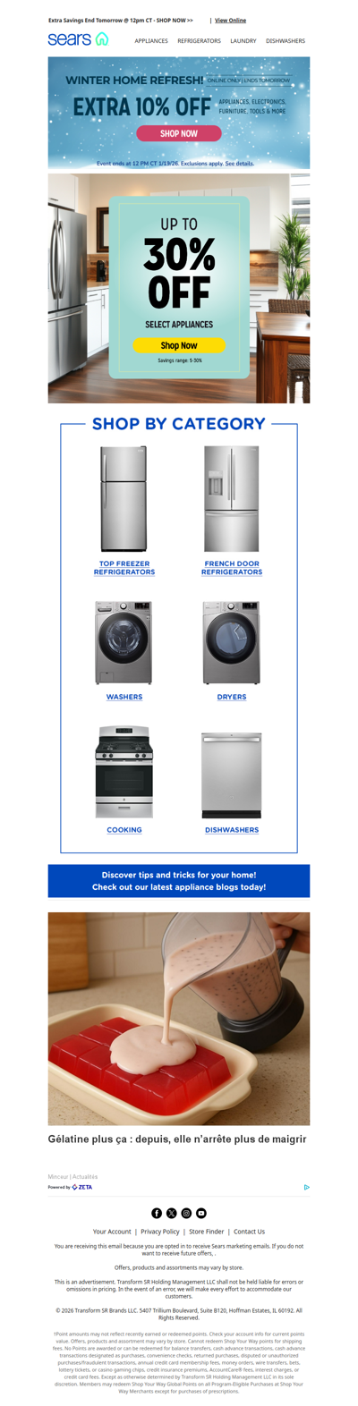 Winter Home Refresh continues! Discover an extra 10% off appliances, electronics & more