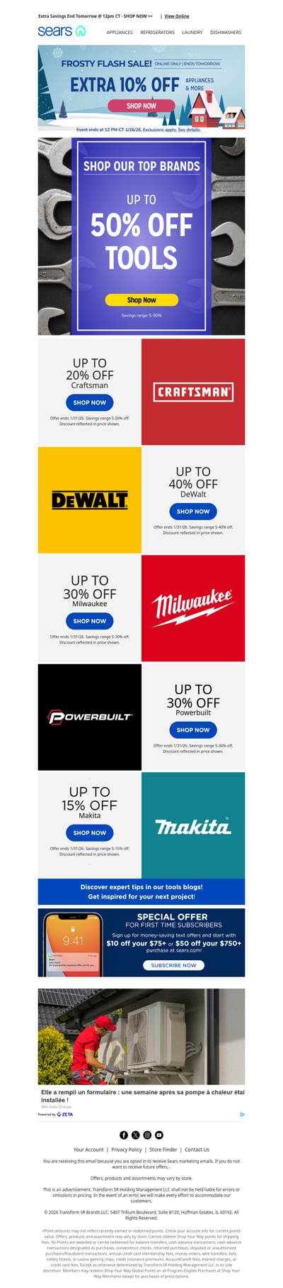 ⏰ Hurry! Frosty Flash Sale! 🥶 Extra 10% off appliances & more ends TOMORROW! Plus, up to 50% off tools