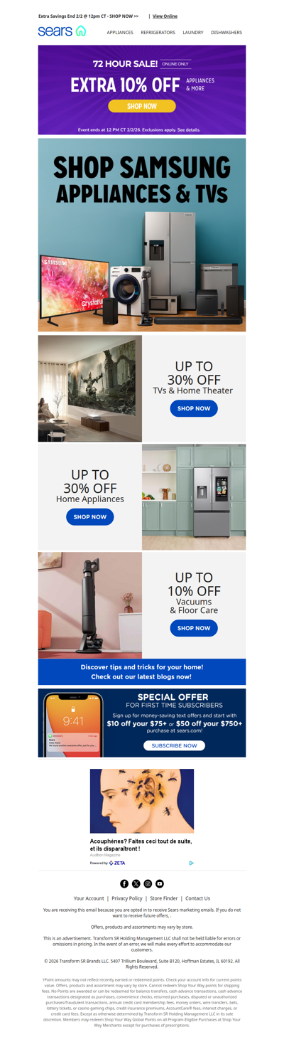 Time's ticking to snag an extra 10% off appliances & more, plus up to 30% off Samsung appliances!