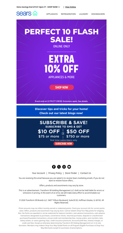 ⚡️ Perfect 10 Flash Sale! ⚡️ Extra 10% off appliances, tools & more 🕛✨