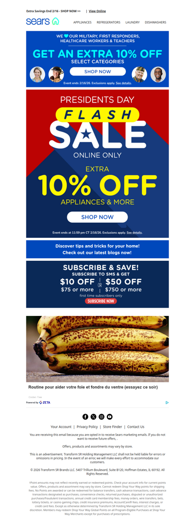 🎉 Presidents Day is here! 🎩 Get an extra 10% off appliances & more! 💥