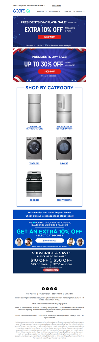 Act fast, extra 10% off appliances & more ends tomorrow! Plus, up to 30% off appliances