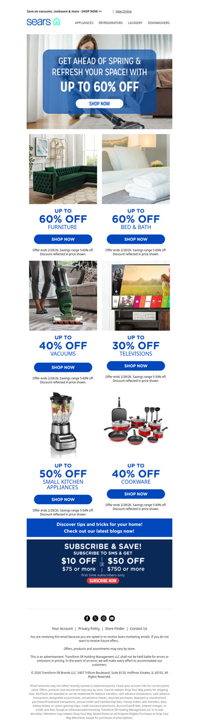 Spring is sneaking up! Time to refresh your space before it hits with up to 60% off