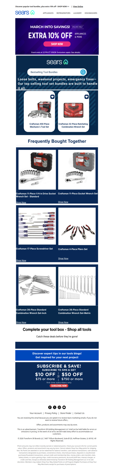 Save up to 50% off our best-selling tool bundles, plus save an extra 10% off appliances & more