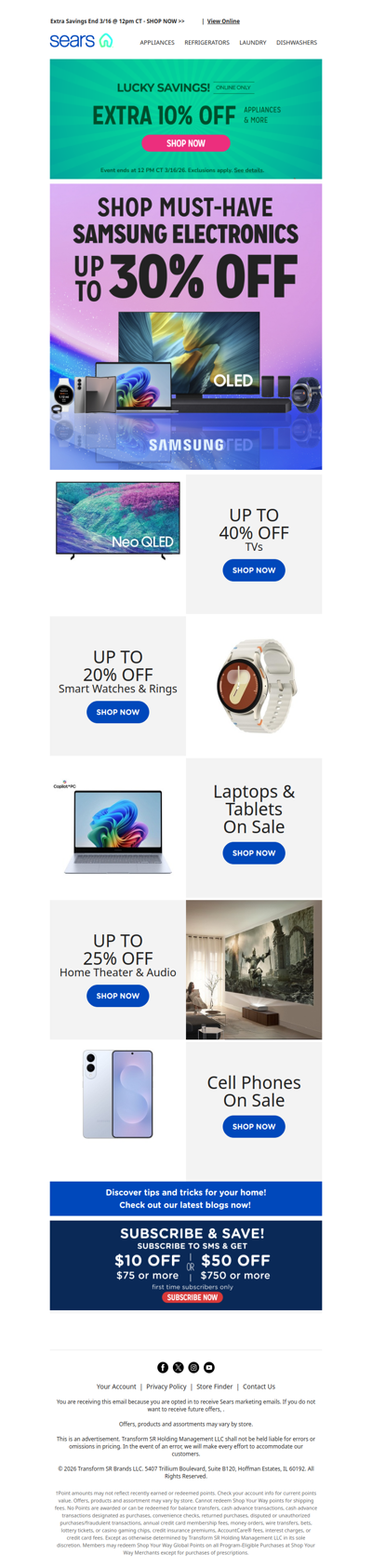 Upgrade your tech with new Samsung electronics! 📱✨ Plus, save an extra 10%!