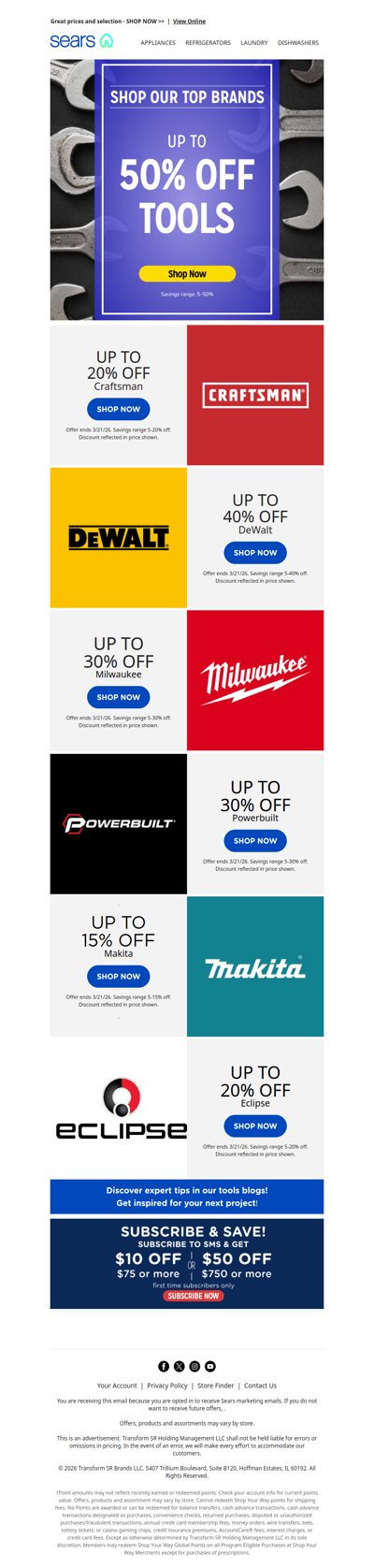 🛠️ Get ready to build your dreams—up to 50% off select tool brands! Don't miss out! 🎉