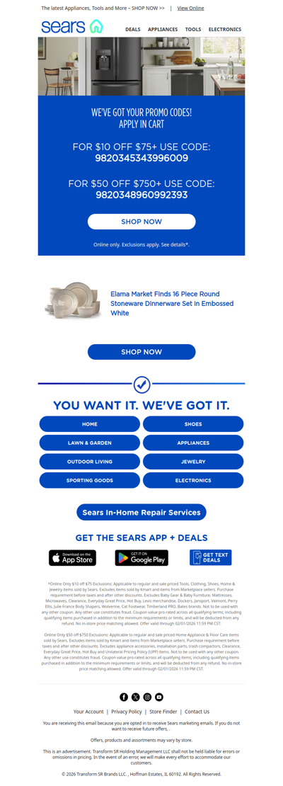 Reminder: Use your promo codes for up to $50 off!