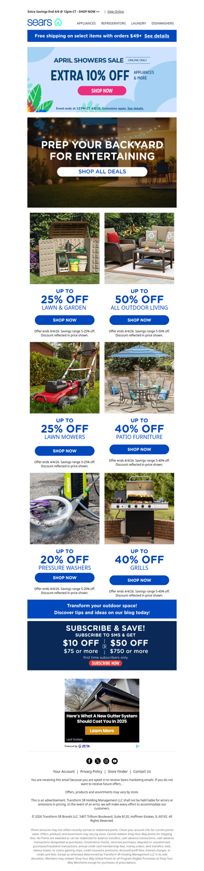 April showers bring...extra savings! 🌧️💰 Plus, up to 50% off all outdoor living
