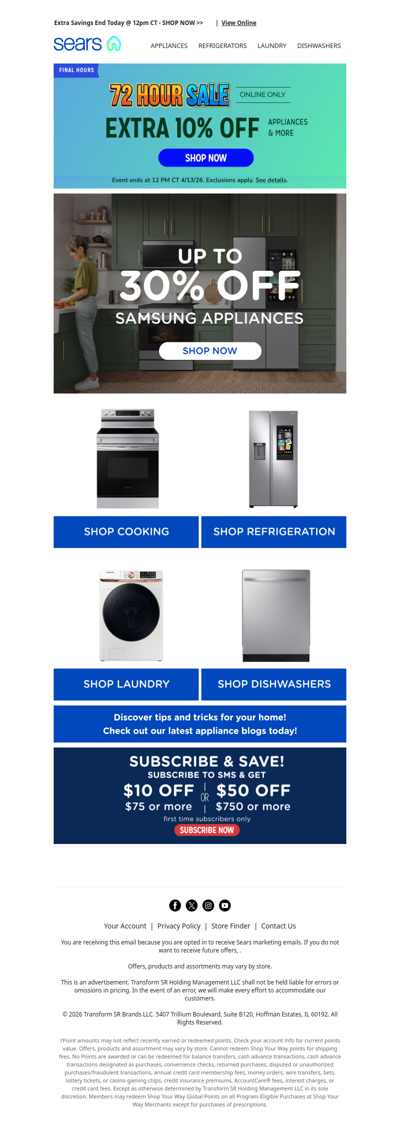 Up to 30% off hot Samsung appliances, plus last chance for extra 10% savings