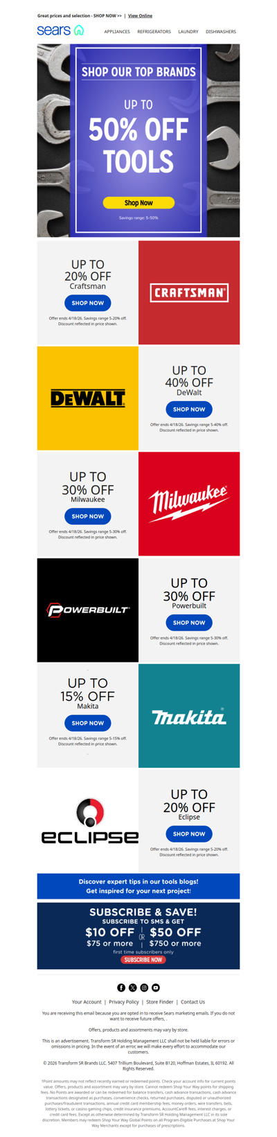 ⚡️ Gear up NOW! Tools brands you love at up to 50% off! 🛠️ Don't miss out! ⏳