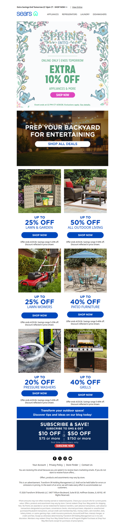 🌼 Don't wait! Extra 10% off appliances & more ends TOMORROW at noon CT! ⏰