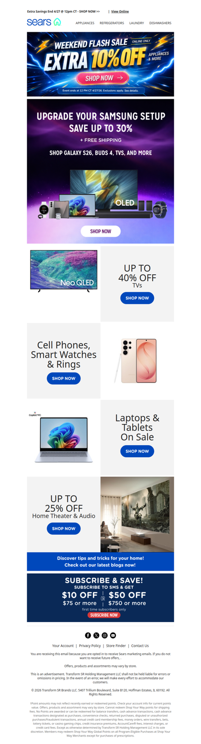 Get your tech fix! 🎉 Up to 30% off top Samsung electronics, plus an extra 10% off! ⚡️