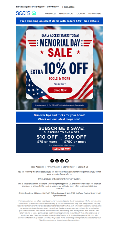 🌟 Get ready for Memorial Day! 🎉 Early access and extra 10% savings starts NOW! ⏰