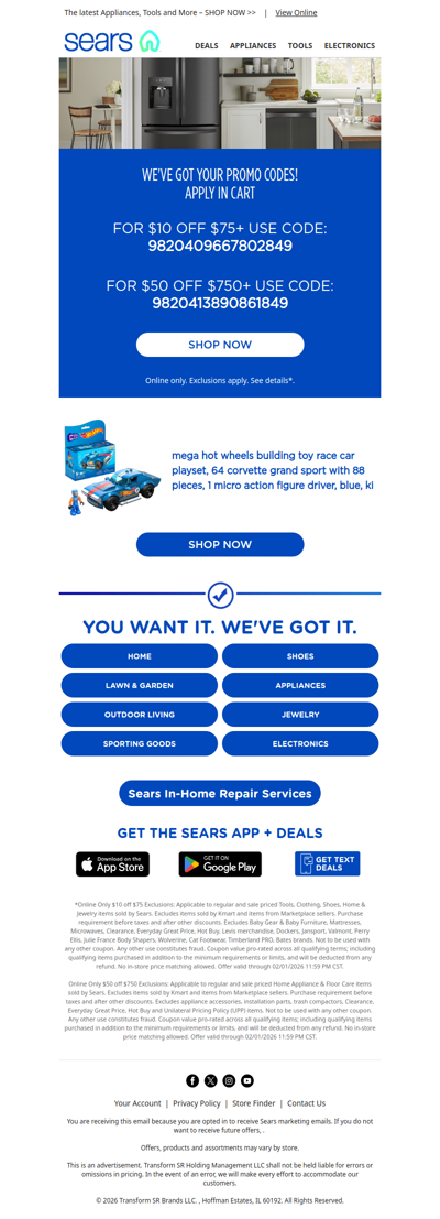 Reminder: Use your promo codes for up to $50 off!
