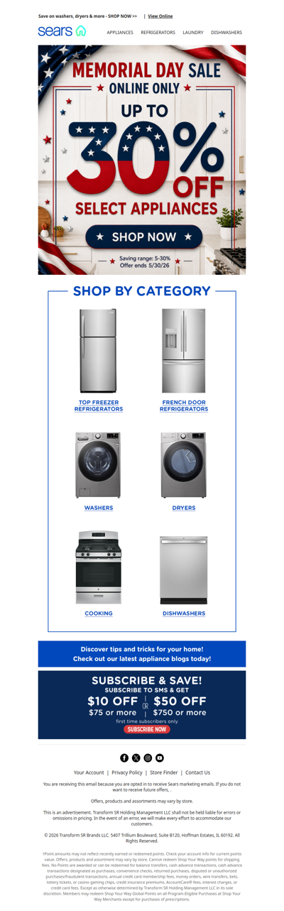 🌟 Memorial Day Deals are here! 🏠 Don't miss out on up to 30% off select appliances! 🎉