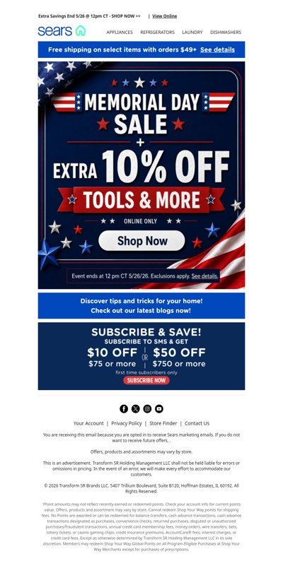 Memorial Day vibes are here! 🎉 Save an extra 10% on tools & more before it's too late! 🏡✨