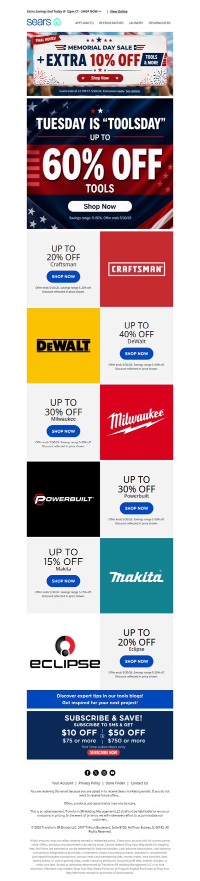 Last chance, Shopper! ⏰ Extra 10% savings ends at noon! 🔥 Plus, up to 60% off tools!