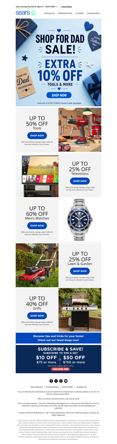 🛠️ Time to tool up and make him proud! 👨🔧 Save up to 50% on tools for Dad, plus an extra 10% off