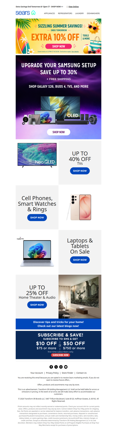 🔥 Hurry! Sizzling Summer Savings ends soon! Don't miss out on extra 10% off, plus up to 30% off Samsung! ⏰