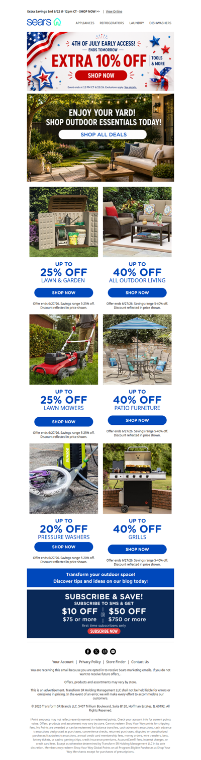 Get ready for July 4th with early access to an extra 10% off tools and more!