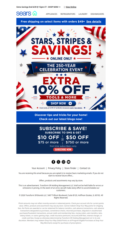 🌟 Stars, Stripes & Savings! 🇺🇸 Shop now for extra 10% savings on tools and more! 🎉