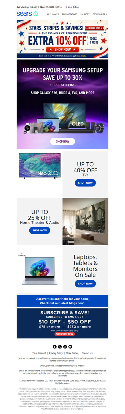 Extra savings alert! 🇺🇸 🎉 Plus, Samsung products you love at up to 30% off!