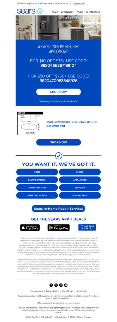 Reminder: Use your promo codes for up to $50 off!