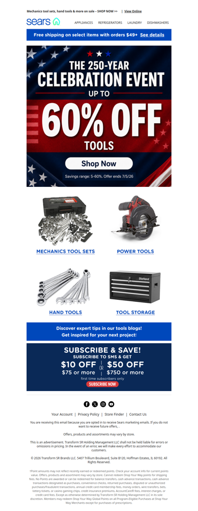 🎉 Celebrate 250 years with us! 🛠️ Save up to 60% on select tools now! 🎊