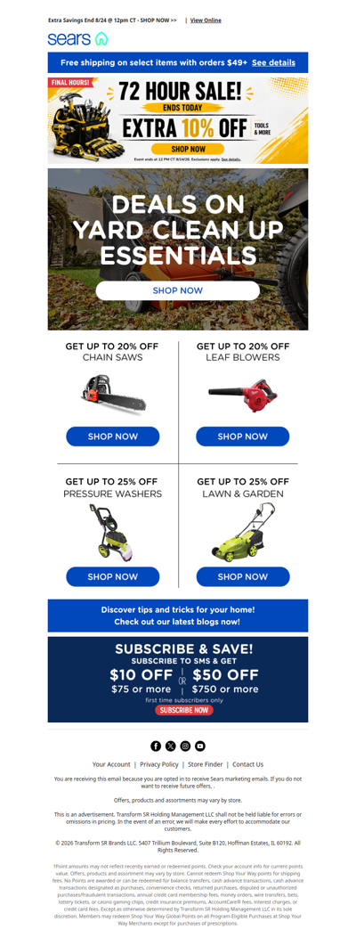 ⚡️ Last chance! Extra 10% off tools & more ends at noon CT today! Don't miss out! 🛠️