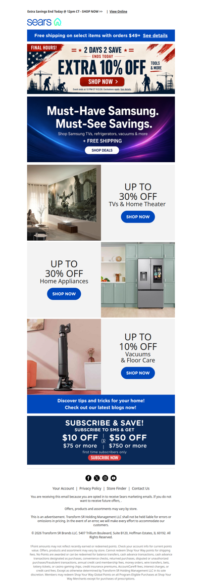 Last call for an extra 10% off tools & more…ends today @ Noon CT ⏰