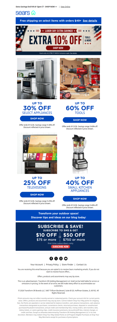 Our deals are a little extra 😎  Extra 10% off tools and more, plus up to 40% off small kitchen appliances