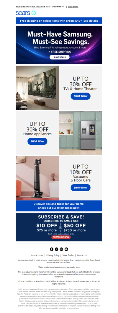 Samsung must-haves, with must-see savings 📺 Shop TVs, refrigerators, vacuums & more + Free shipping