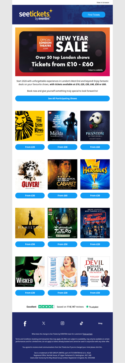 Start 2026 in Style 🎉 Deals on 50+ London shows