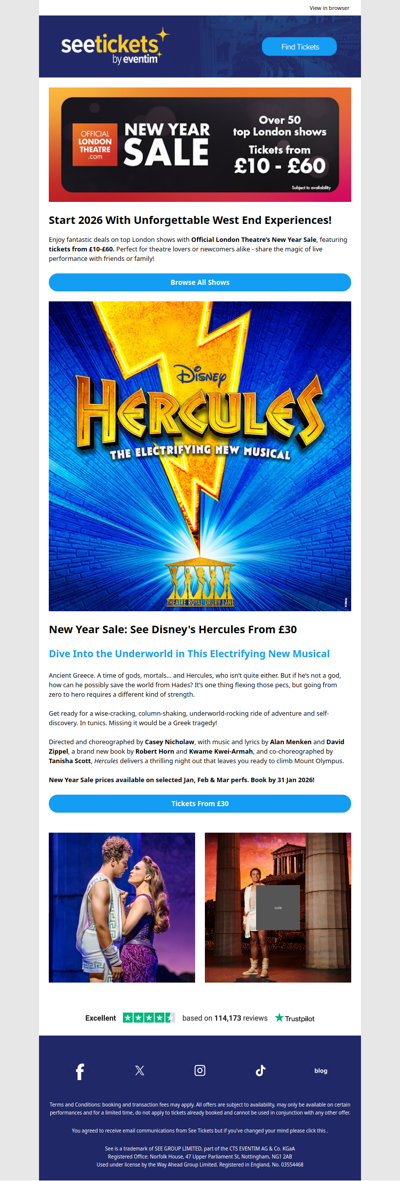New Year Sale ⚡ Disney's Hercules Tickets from £30