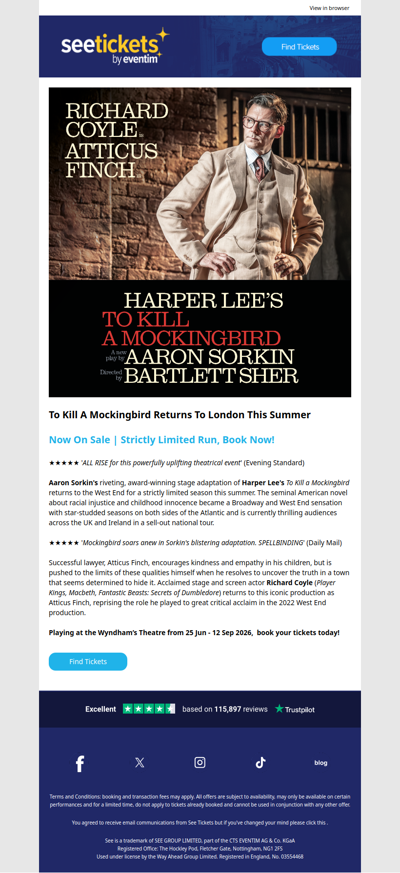 To Kill A Mockingbird returns to London this summer