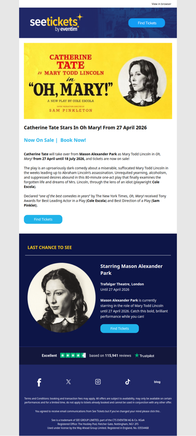 Catherine Tate returns to the West End in Oh, Mary!