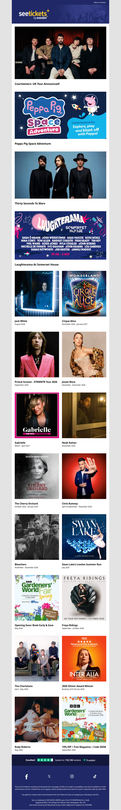 Courteeners, Peppa Pig, Thirty Seconds To Mars