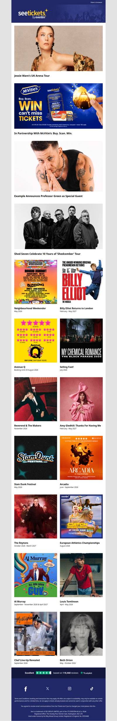 Shed Seven, My Chemical Romance, Billy Elliot