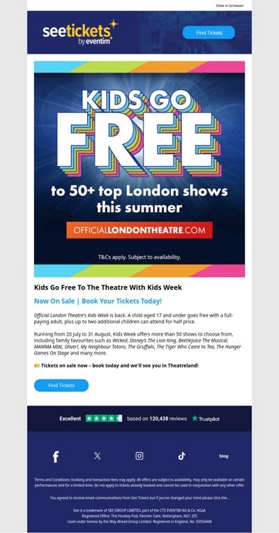 Kids go free to over 50 top London shows this summer 🎉