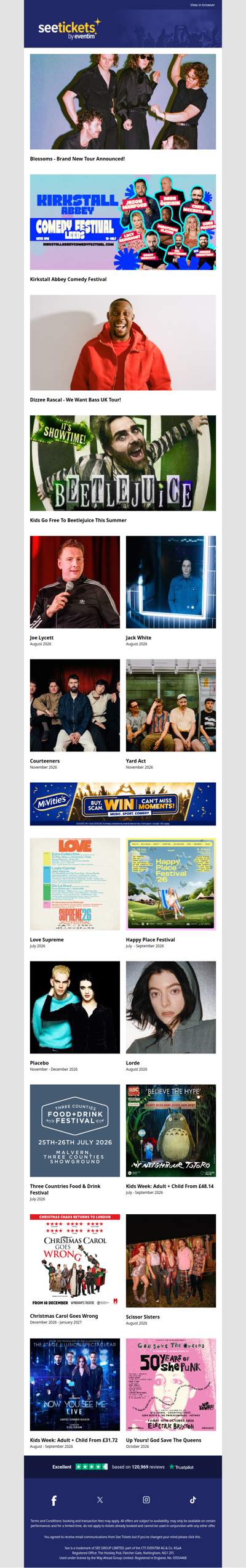 Blossoms, Dizzee Rascal, Kirkstall Abbey Comedy Festival, Courteeners