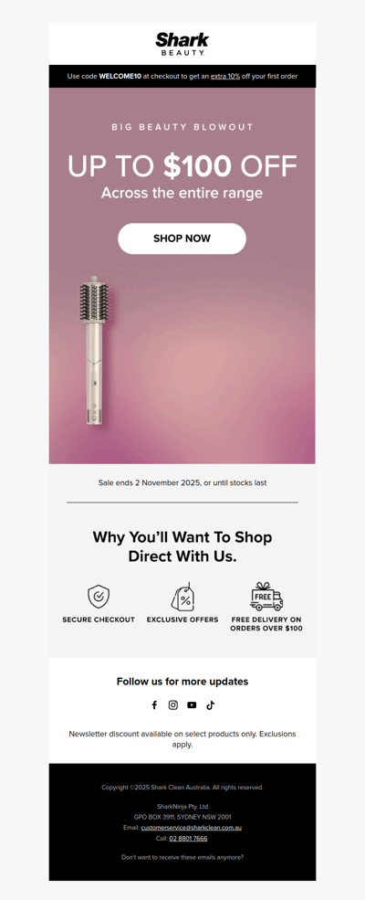 Big Beauty Blowout - Up to $100 Off The Entire Range 💅