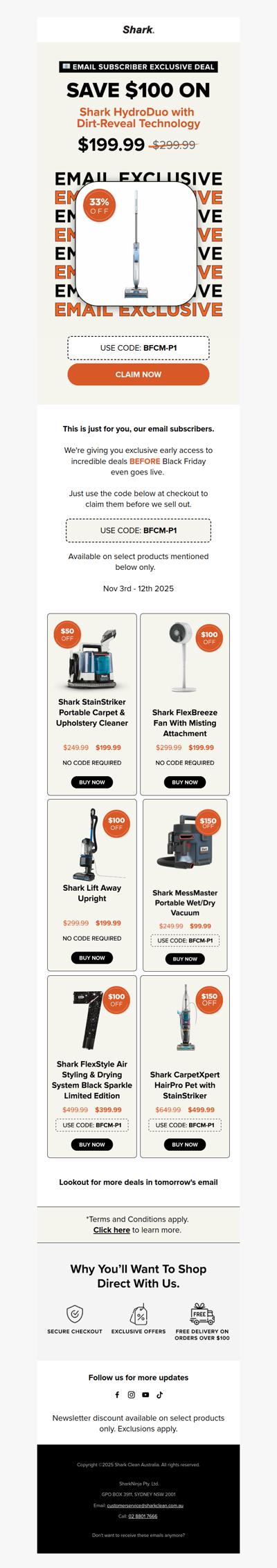 EMAIL EXCLUSIVE: Shark HydroDuo at 33% off