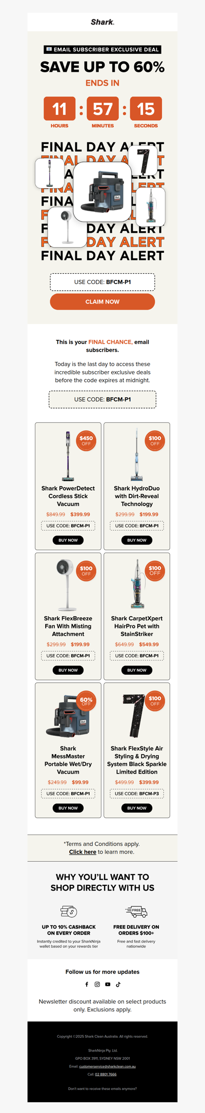 FINAL DAY: Your exclusive email deals up to 60% off ends tonight!