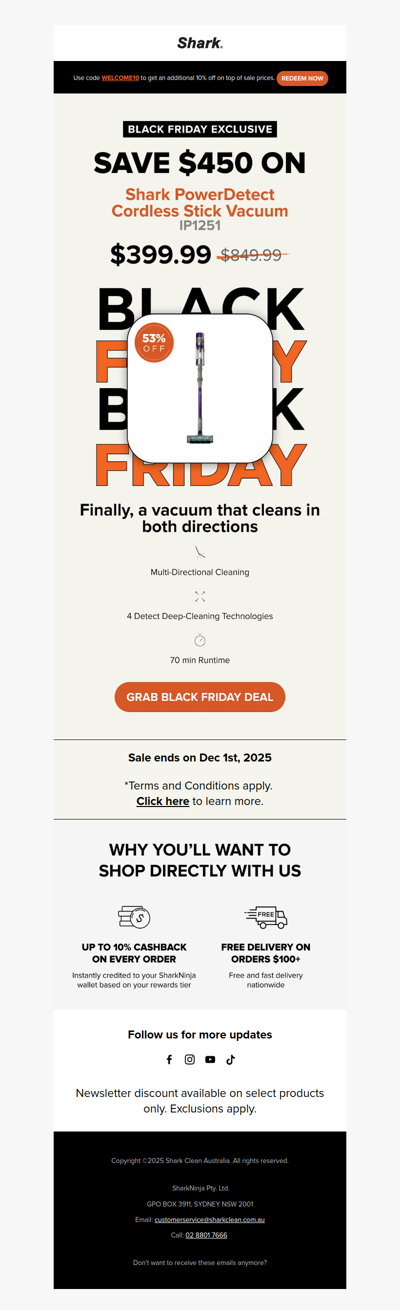 Shark PowerDetect Cordless Vacuum at 53% off...