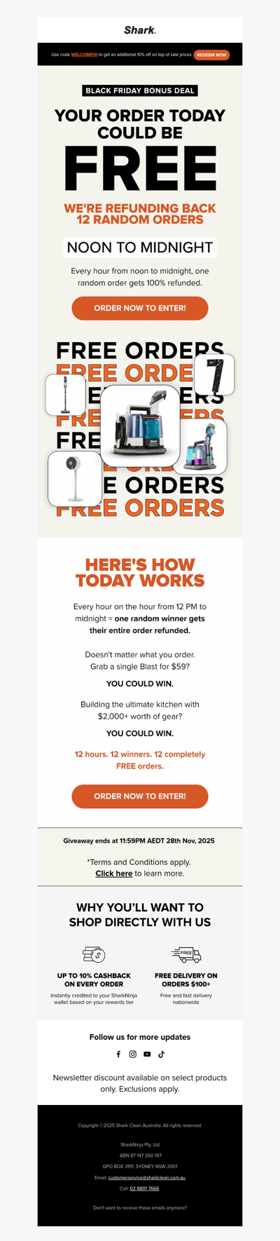 Your order today could be FREE!