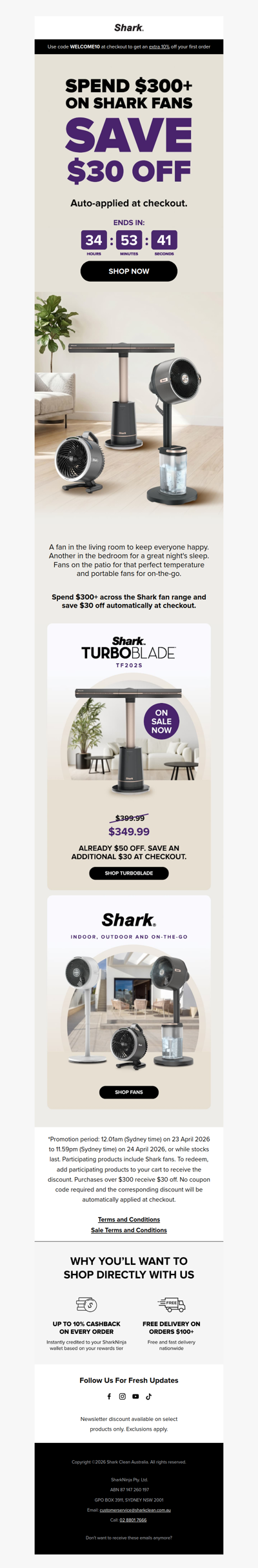 Save $30 on Shark fans 🌬️