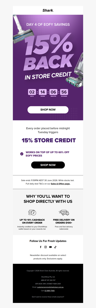 15% back in store credit 💸