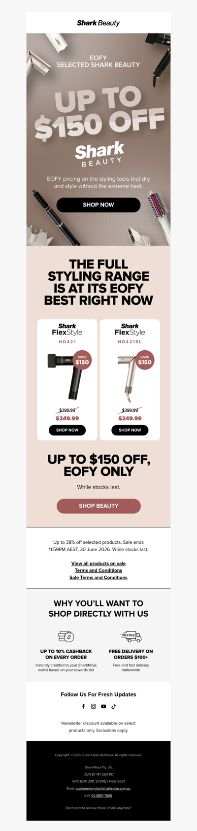 Up to $150 off Shark Beauty 💜