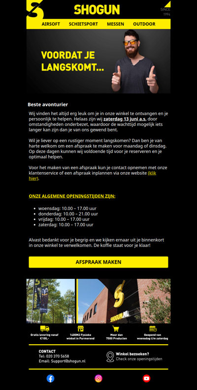 Morgen mogelijk iets langere wachttijden in onze winkel!